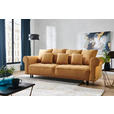 BIGSOFA in Samt Braun, Goldfarben  - Goldfarben/Schwarz, Design, Holz/Textil (248/96/95cm) - Carryhome