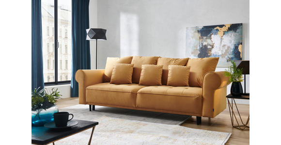 BIGSOFA in Samt Braun, Goldfarben  - Goldfarben/Schwarz, Design, Holz/Textil (248/96/95cm) - Carryhome