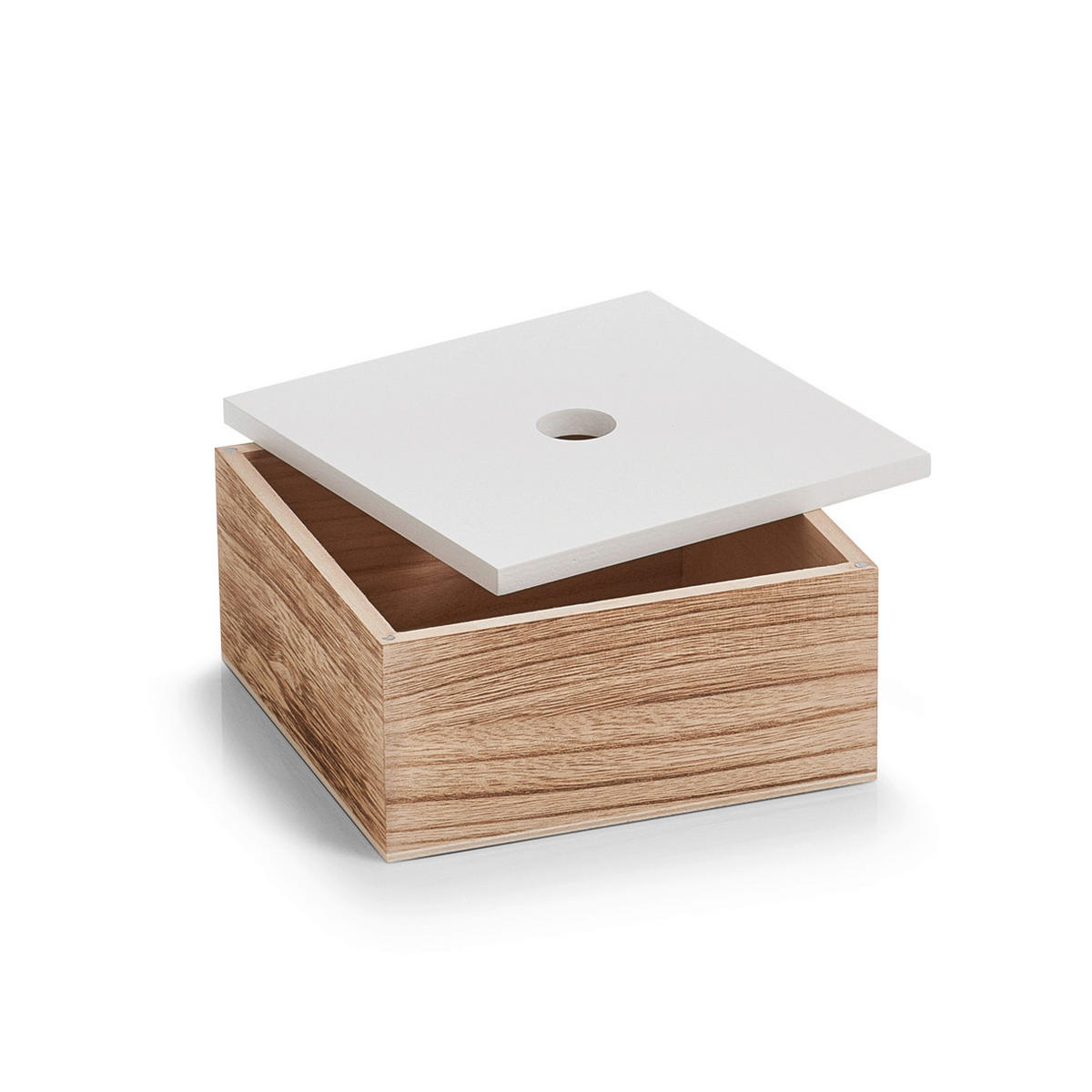 BOX MIT DECKEL - Naturfarben/Weiß, Basics, Holz (24/24/14cm) - Zeller Present