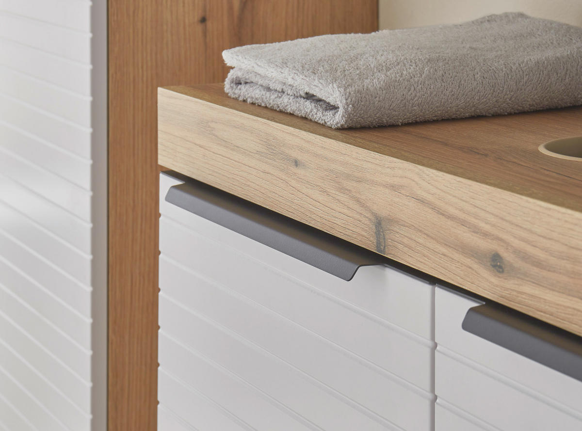 WASCHBECKENUNTERSCHRANK 80/56/34 cm  - Eichefarben/Schwarz, Basics, Holzwerkstoff/Kunststoff (80/56/34cm) - MID.YOU