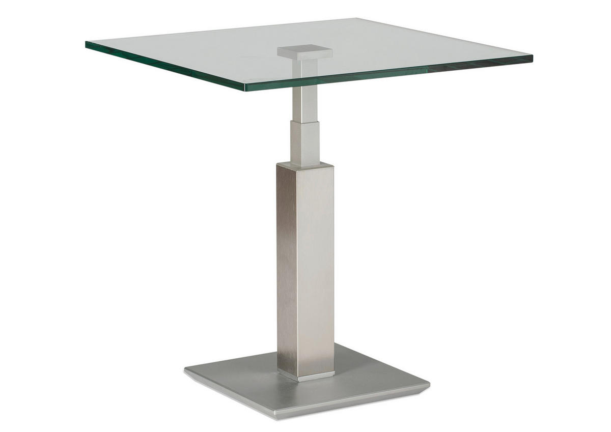 BEISTELLTISCH Metall, Glas 60/60/46-65 cm  - Edelstahlfarben/Nickelfarben, Design, Glas/Metall (60/60/46-65cm)