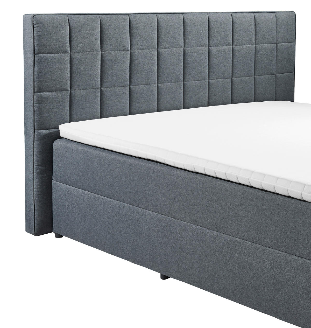 BOXBETT 180/200 cm,  in Anthrazit, gepolstertes Kopfteil, Bettkasten, Topper, H2 + H2 = mittel  - Anthrazit, Basics, Kunststoff/Textil (180/200cm) - MID.YOU