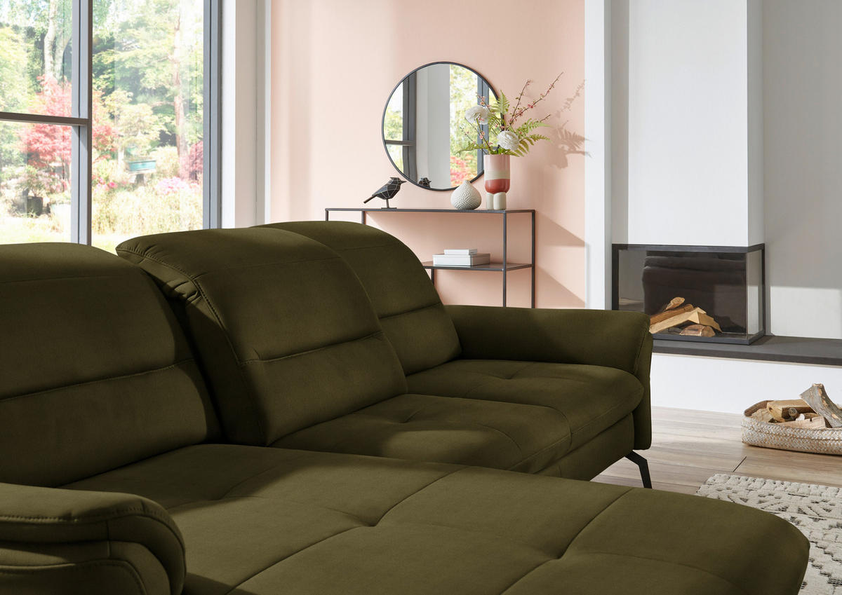 ECKSOFA in Flachgewebe Grün  - Schwarz/Grün, Konventionell, Textil/Metall (181/260cm) - Beldomo Speed