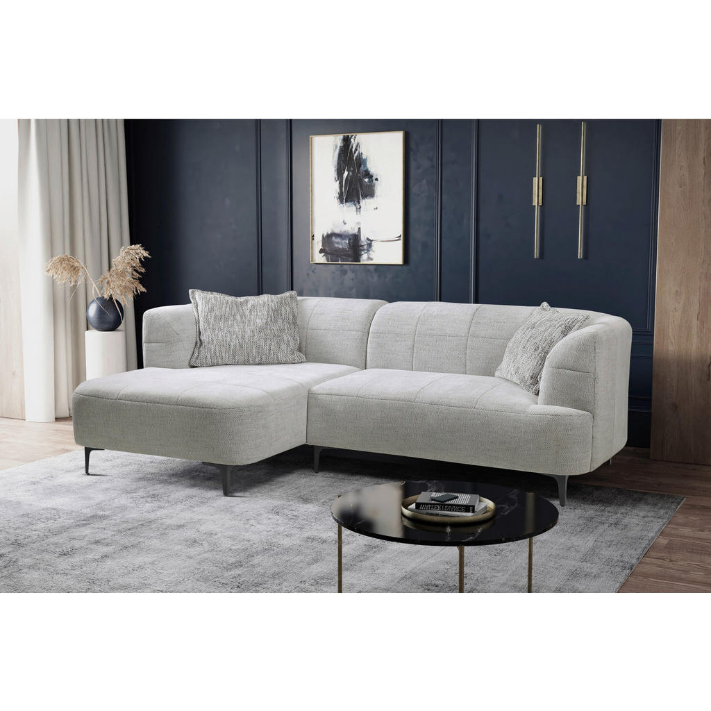 Thumbnail - Mid.you Ecksofa, Hellgrau, Textil, 3-Sitzer, Füllung: Polyurethan (Pur), Ottomane links, L-Form, 247x158 cm, Made in EU,...