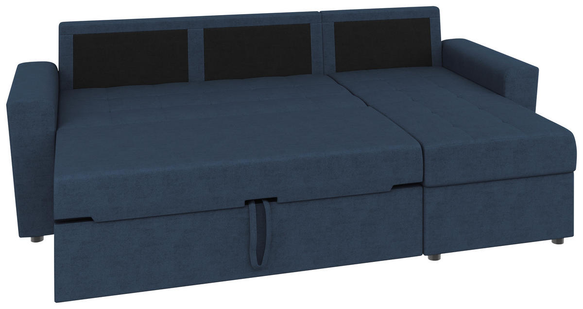 ECKSOFA TERMOLI Dunkelblau Jacquard  inkl. Rückenkissen, Bettkasten  - Schwarz/Dunkelblau, Design, Kunststoff/Textil (231/155cm) - MID.YOU