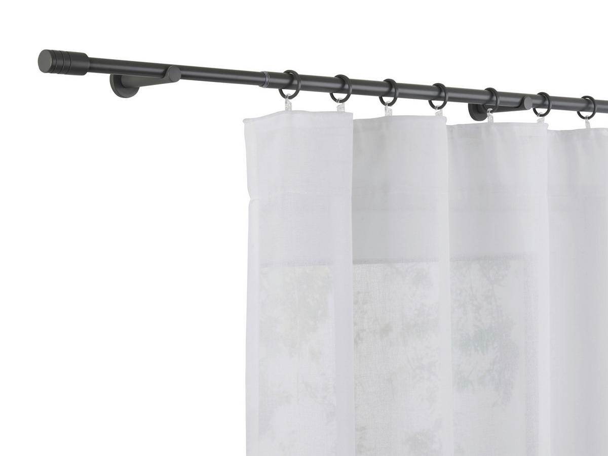 VORHANGSTANGENSET 120 cm  - Dunkelgrau, Basics, Metall (120cm)