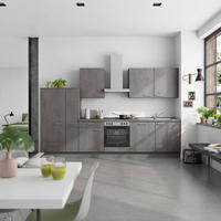 KÜCHENBLOCK Riva 330 cm  in Schieferfarben  - Schieferfarben/Edelstahlfarben, MODERN, Holzwerkstoff/Metall (330cm) - Nobilia