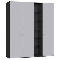 DREHTÜRENSCHRANK 191/220/59 cm 3-türig Schwarz, Hellgrau  - Silberfarben/Hellgrau, Design, Glas/Holzwerkstoff (191/220/59cm) - Jutzler
