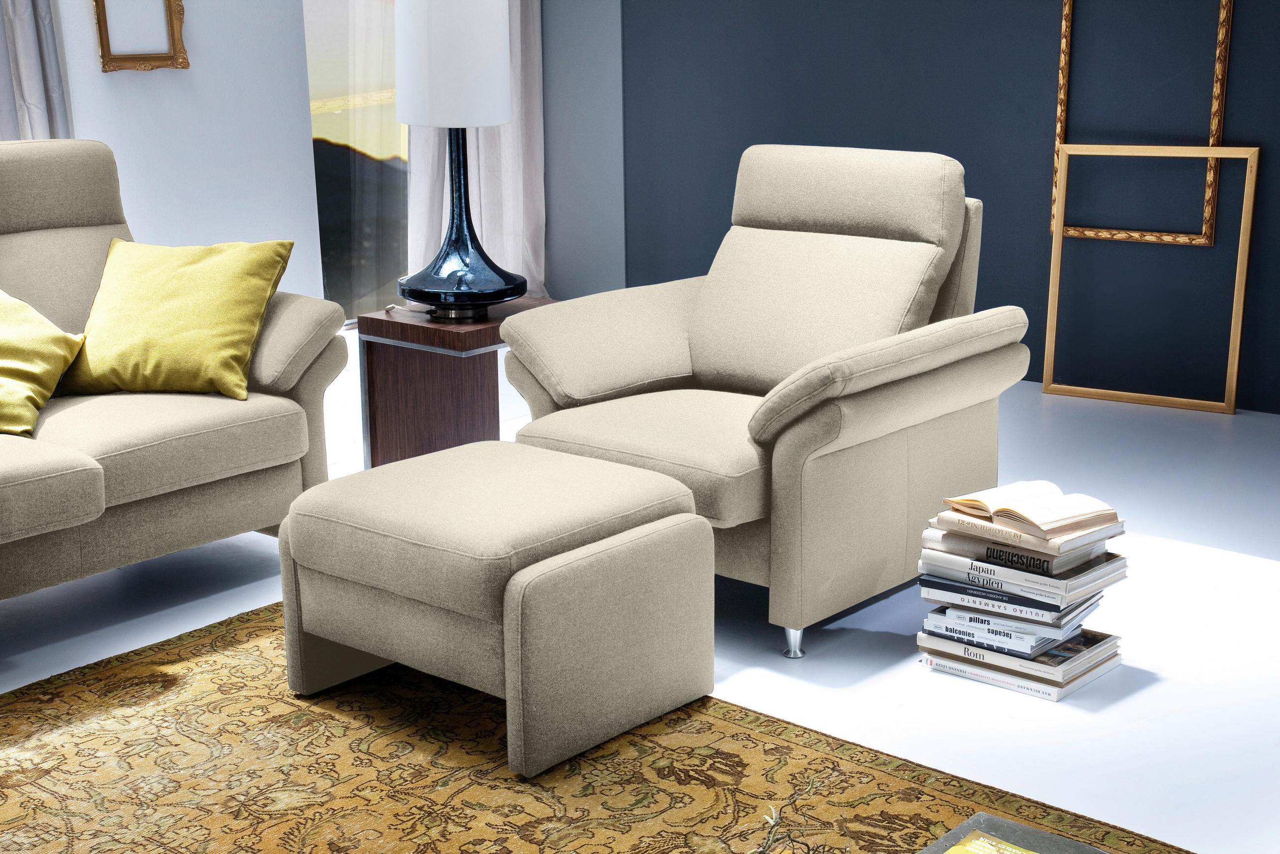 HOCKER Flachgewebe Naturfarben  - Schwarz/Naturfarben, MODERN, Kunststoff/Textil (70/47/60cm) - Pure Home Comfort