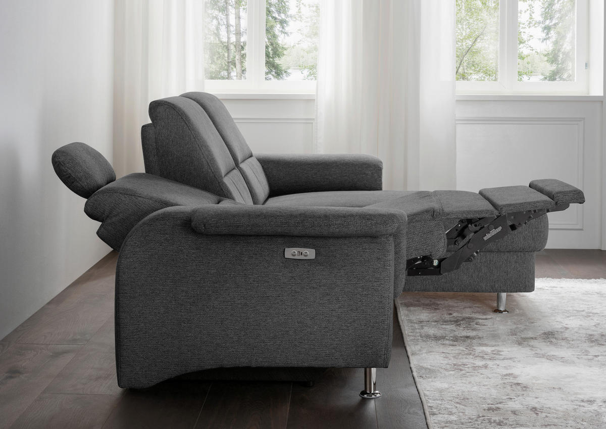 ECKSOFA in Chenille Anthrazit  - Chromfarben/Anthrazit, Modern, Textil/Metall (231/165cm) - Livetastic
