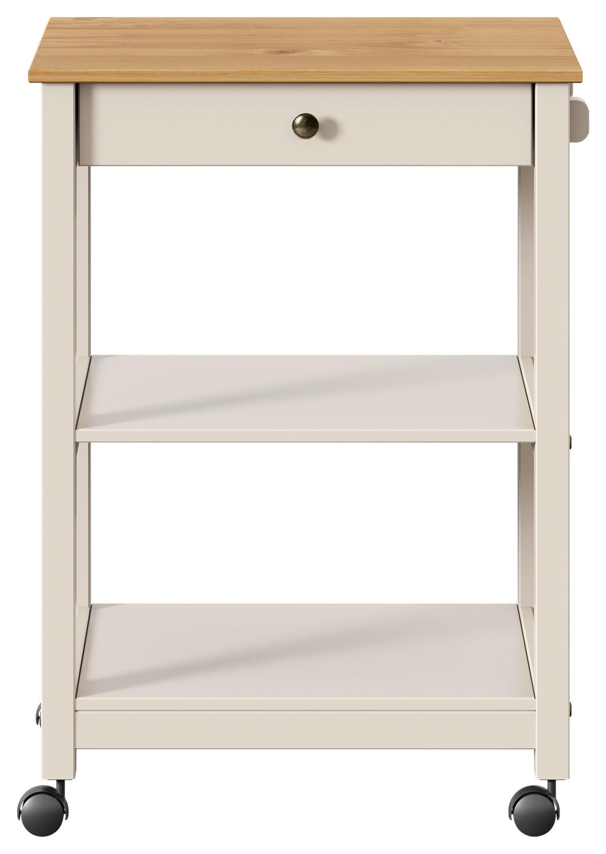 SERVIERWAGEN Pinie massiv Braun, Beige  - Beige/Zinkfarben, MODERN, Holz/Kunststoff (65/90,6/40cm) - Livetastic