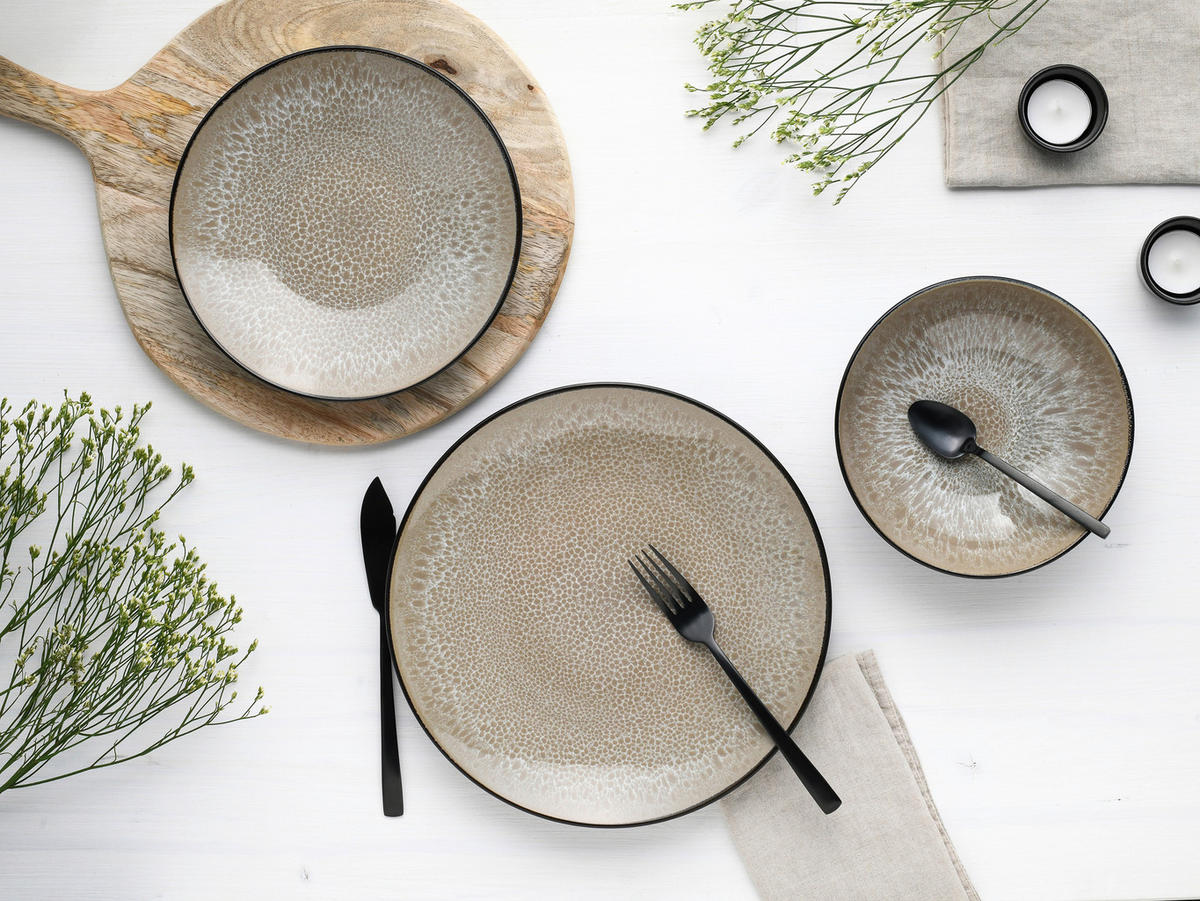 SERVIS Malmö beige 12 delar  - beige/svart, Basics, keramik - Creatable
