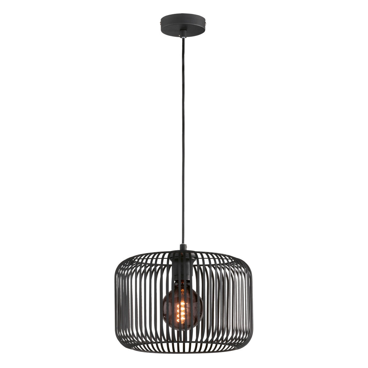 VISEČA NIHALNA SVETILKA  Cage      30/150 cm     40,0 W E27 - črna/peščene barve, Design, kovina/tekstil (30/150cm) - Schöner Wohnen