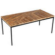 COUCHTISCH Mangoholz vollmassiv 110/55/45 cm rechteckig Schwarz, Hellbraun  - Hellbraun/Schwarz, LIFESTYLE, Holz/Metall (110/55/45cm) - Ambia Home