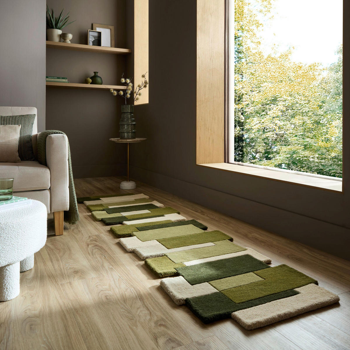 LÄUFER 66/300 cm Collage  - Grün, Basics, Textil (66/300cm) - Flair Rugs
