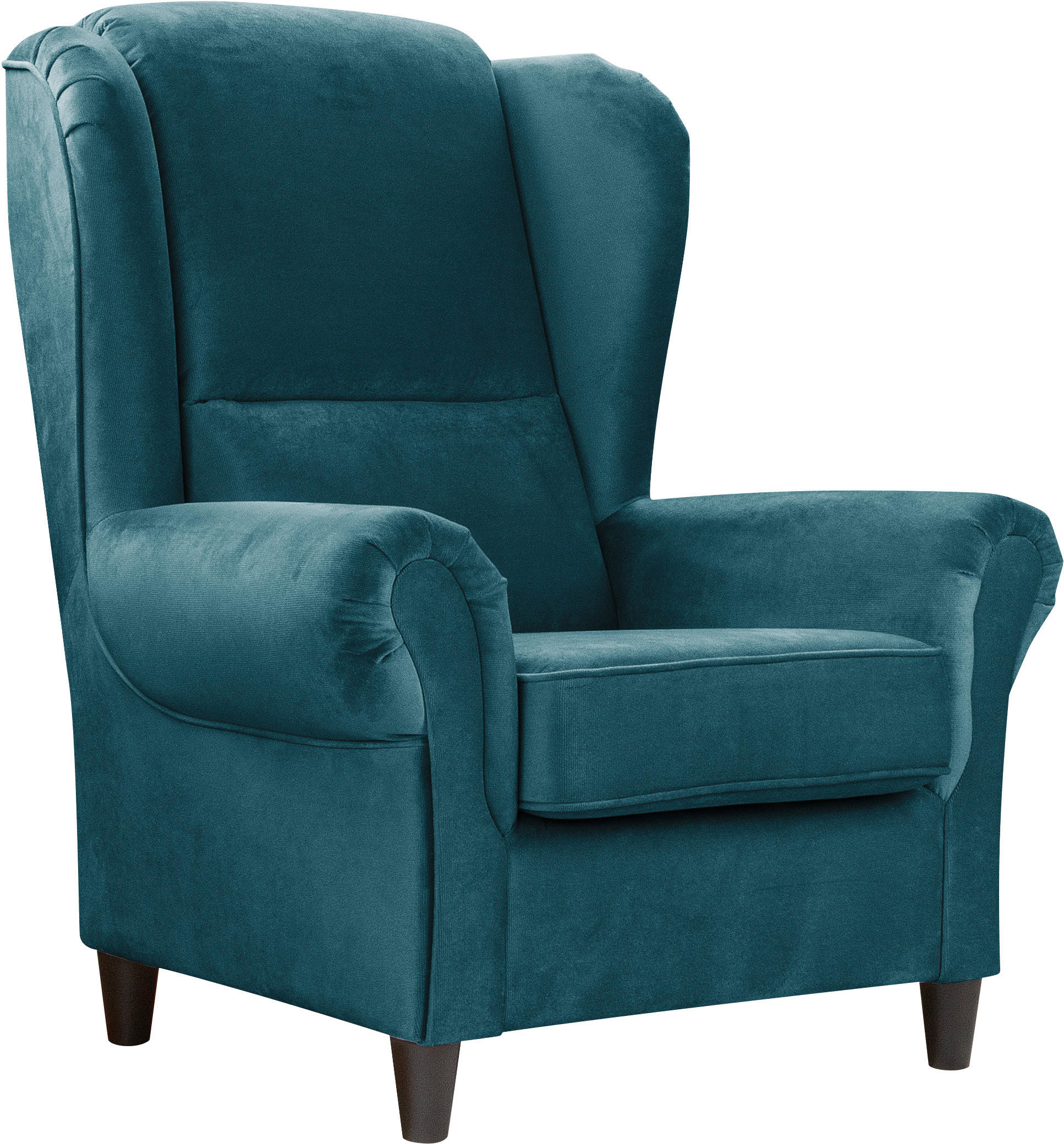 OHRENSESSEL Plüsch Petrol  - Petrol/Schwarz, Design, Holz/Textil (94/112/92cm) - MID.YOU