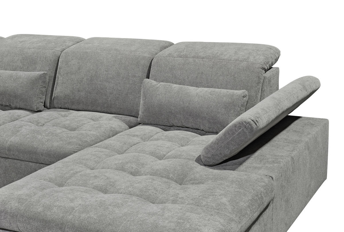WOHNLANDSCHAFT Schlammfarben Mikrovelours  - Schlammfarben/Silberfarben, KONVENTIONELL, Kunststoff/Textil (240/340/188cm) - MID.YOU