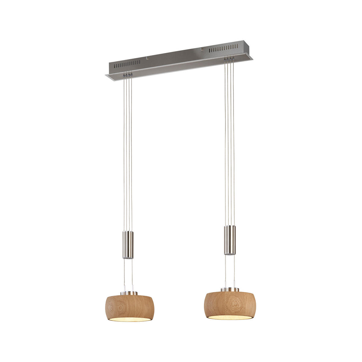 SUSPENSION LED 65/21/150 cm    - Natur, métal/bois (65/21/150cm) - Fischer & Honsel