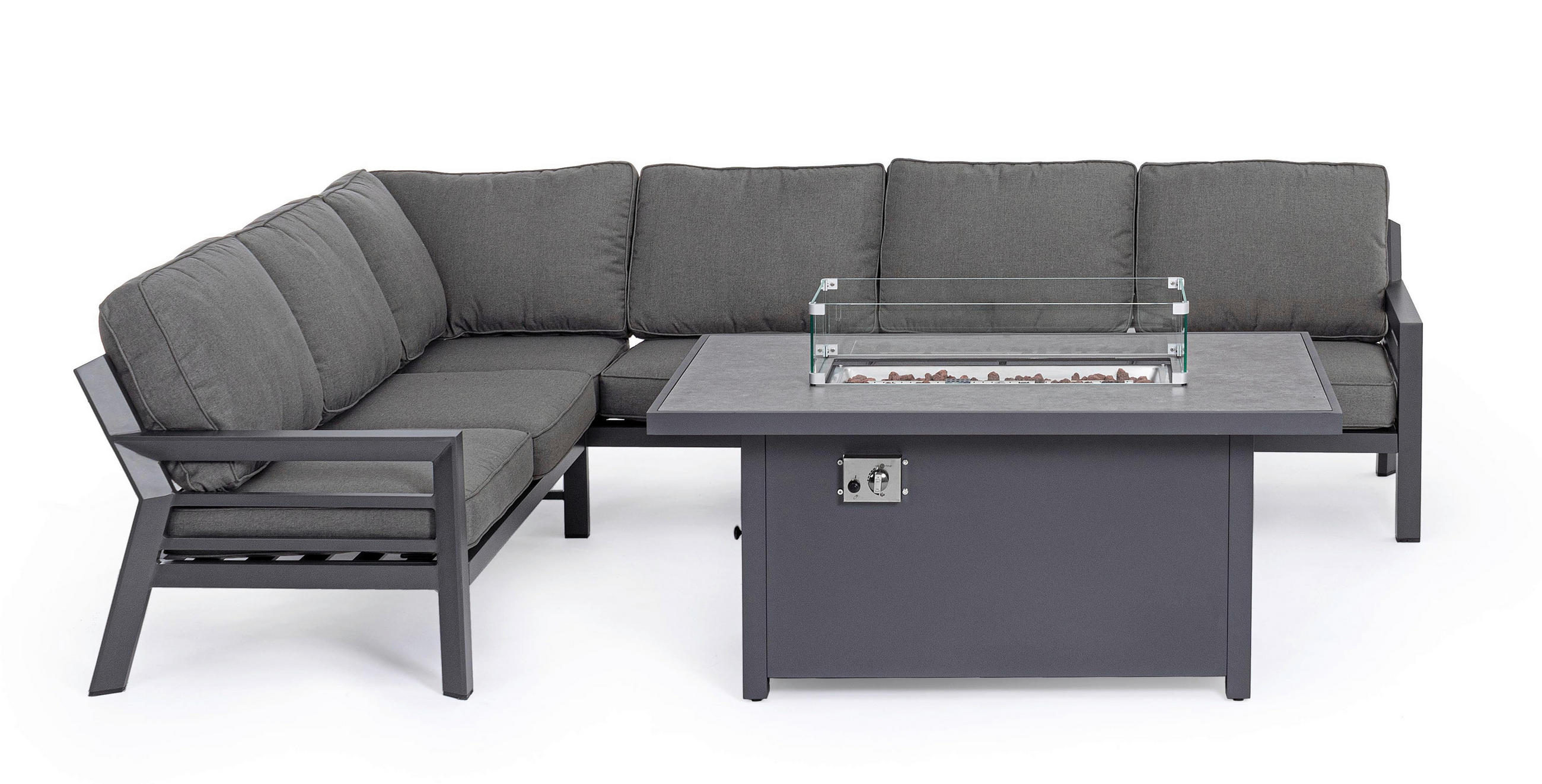 LOUNGEGARNITUR 151/142 cm Aluminium  - Anthrazit, Basics, Kunststoff/Metall (151/142cm) - Bizzotto