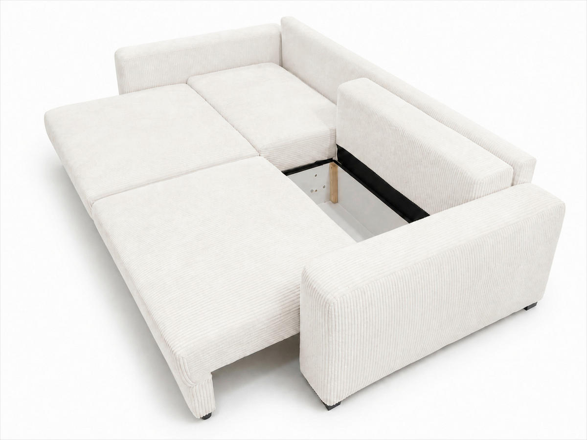 3-SITZER-SOFA Cord Beige  - Beige/Schwarz, Basics, Holz/Textil (250/90/110cm) - MID.YOU
