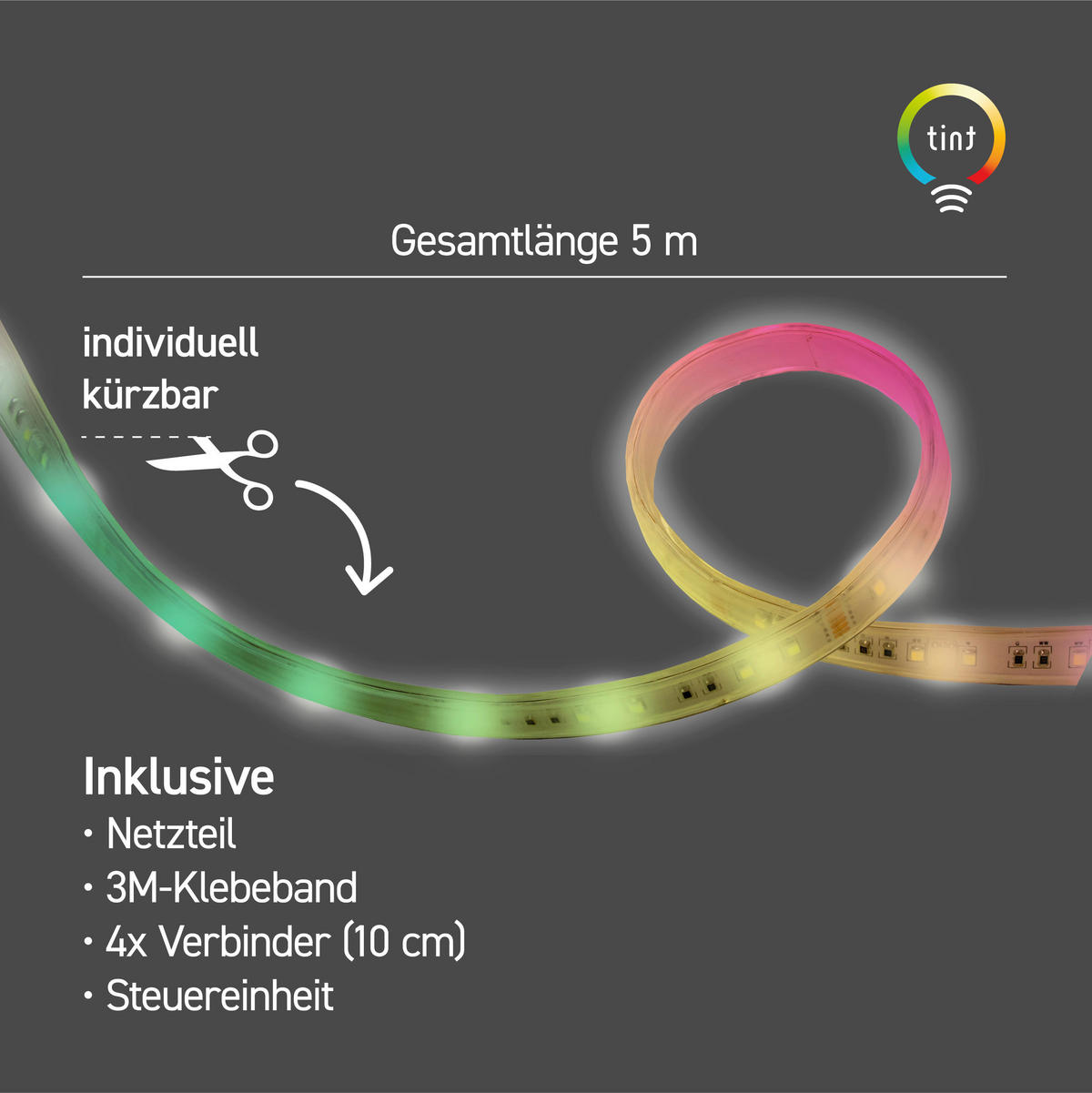 LED-STRIP 500 cm   - Weiß, Basics, Kunststoff (500cm) - Tint