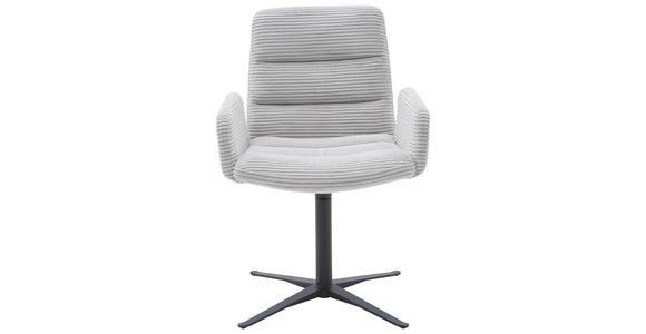 ARMLEHNSTUHL in Cord - Hellgrau/Schwarz, Design, Textil/Metall (61/88/66cm) - Dieter Knoll