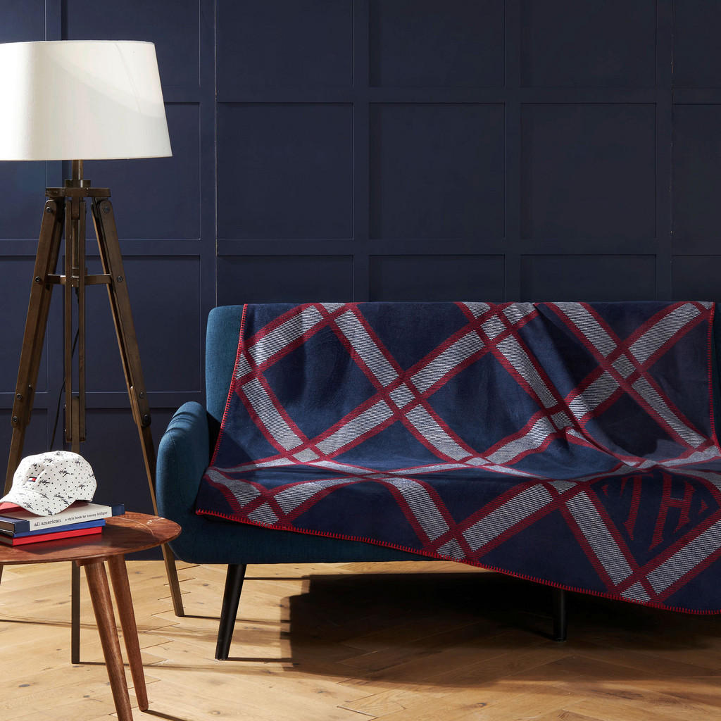 Thumbnail - Tommy Hilfiger Wohndecke Ribbon Spirit, Dunkelblau, Textil, 150x200 cm, Oeko-Tex® Standard 100, pflegeleicht, Wohntextil...