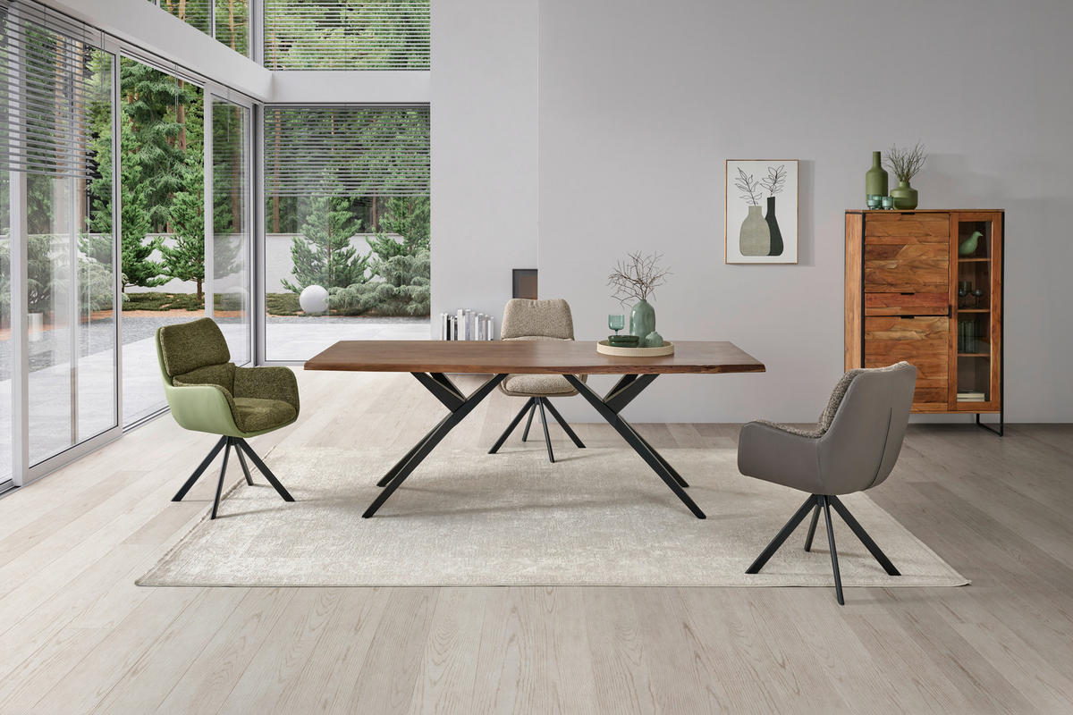 STOL ZA BLAGOVAONICU  crna, boje oraha  drvo, metal      - boje oraha/crna, Moderno, drvo/metal (220/100/76cm) - P & B