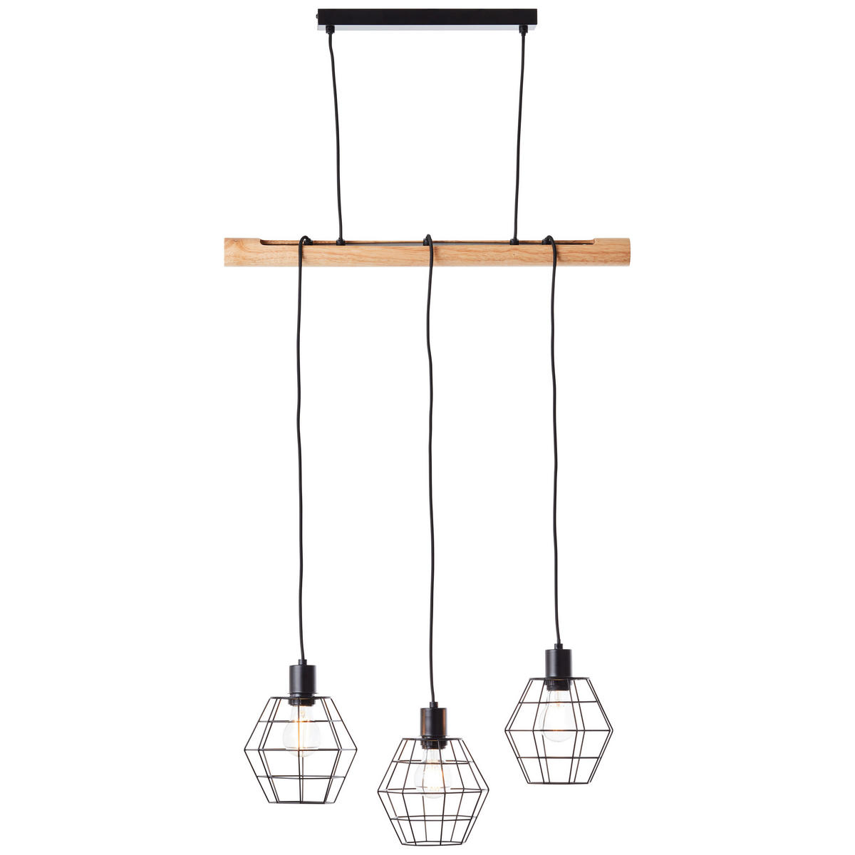 PENDELLEUCHTE 63/120/17,5 cm   - Hellbraun/Schwarz, Natur, Holz/Metall (63/120/17,5cm) - Brilliant