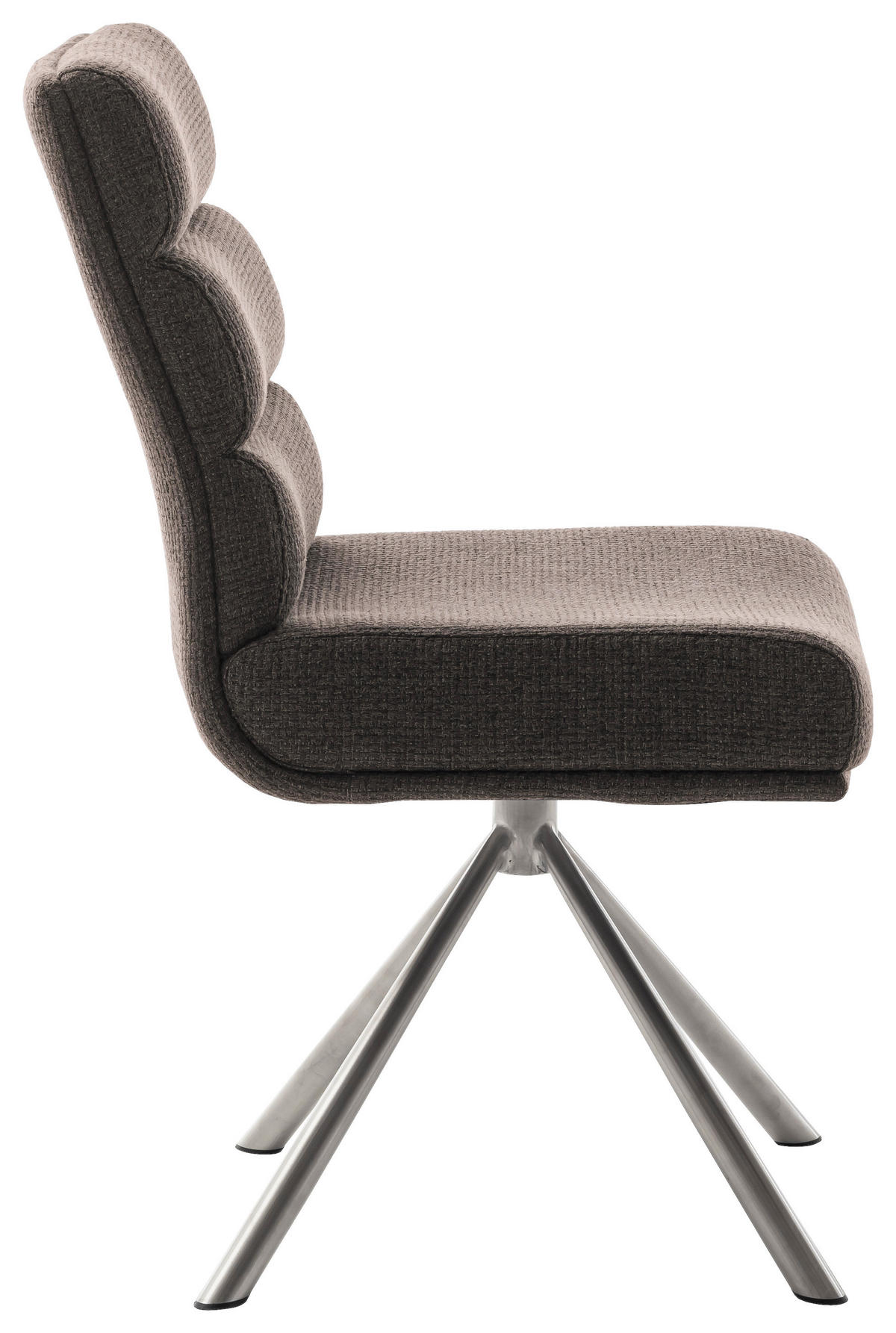 STUHL  in Edelstahl Webstoff Metall, Textil  - Edelstahlfarben/Cappuccino, Design, Textil/Metall (47/90/64cm) - Dieter Knoll