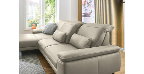 ECKSOFA in Echtleder Ecru 193/332 cm - Ecru/Schwarz, Design, Leder/Metall (193/332cm) - Dieter Knoll