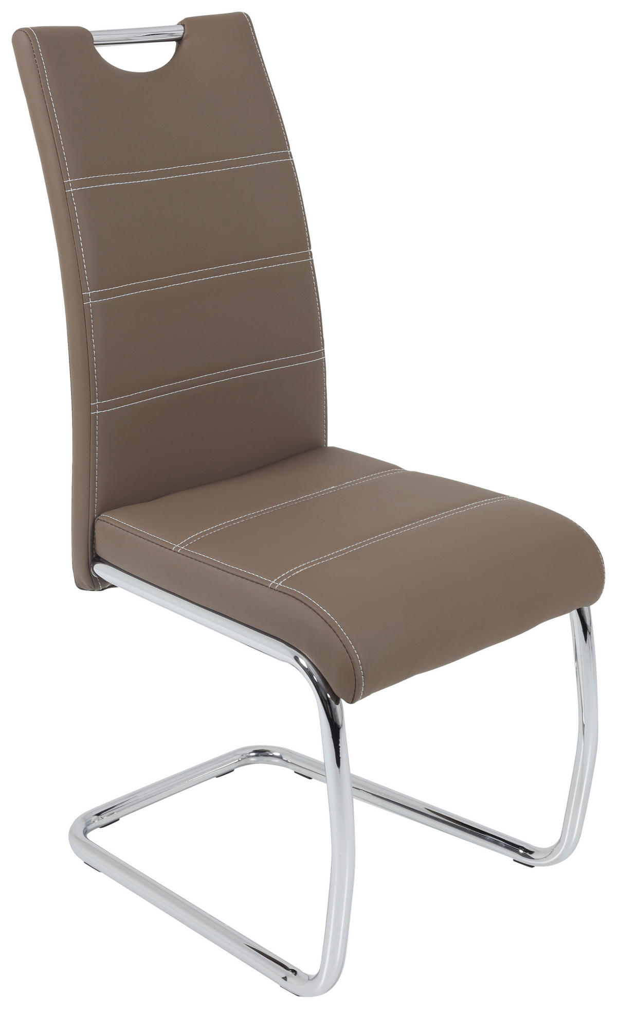 SCHWINGSTUHL  in Lederlook  - Chromfarben/Dunkelbraun, Design, Textil/Metall (43/98/59cm) - Carryhome
