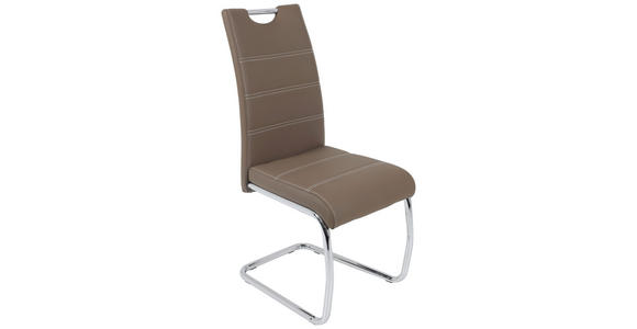 SCHWINGSTUHL in Lederlook - Chromfarben/Dunkelbraun, Design, Textil/Metall (43/98/59cm) - Carryhome