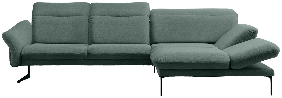 ECKSOFA Webstoff Türkis  - Türkis/Anthrazit, Design, Textil/Metall (299/203cm) - Himolla