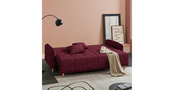 SCHLAFSOFA  in Chenille Bordeaux  - Bordeaux/Buchefarben, Design, Holz/Textil (217/97/101cm) - Carryhome