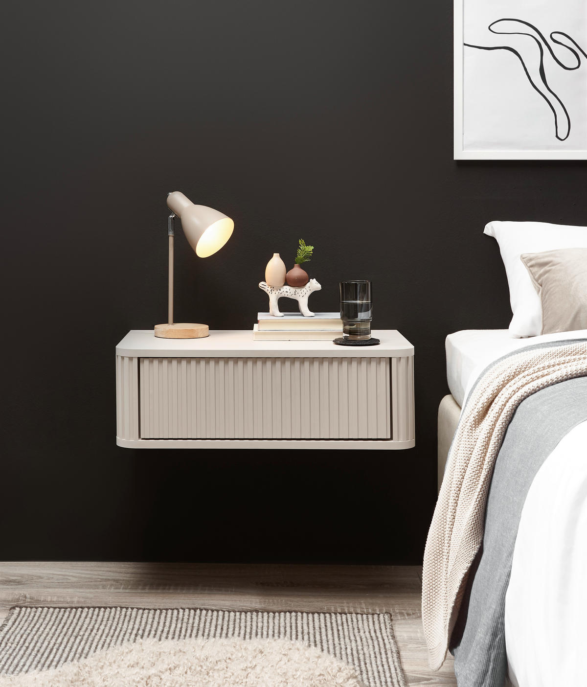 NACHTSCHRANK 63/21/38 cm  - Kaschmir, KONVENTIONELL, Holzwerkstoff (63/21/38cm) - Chameo