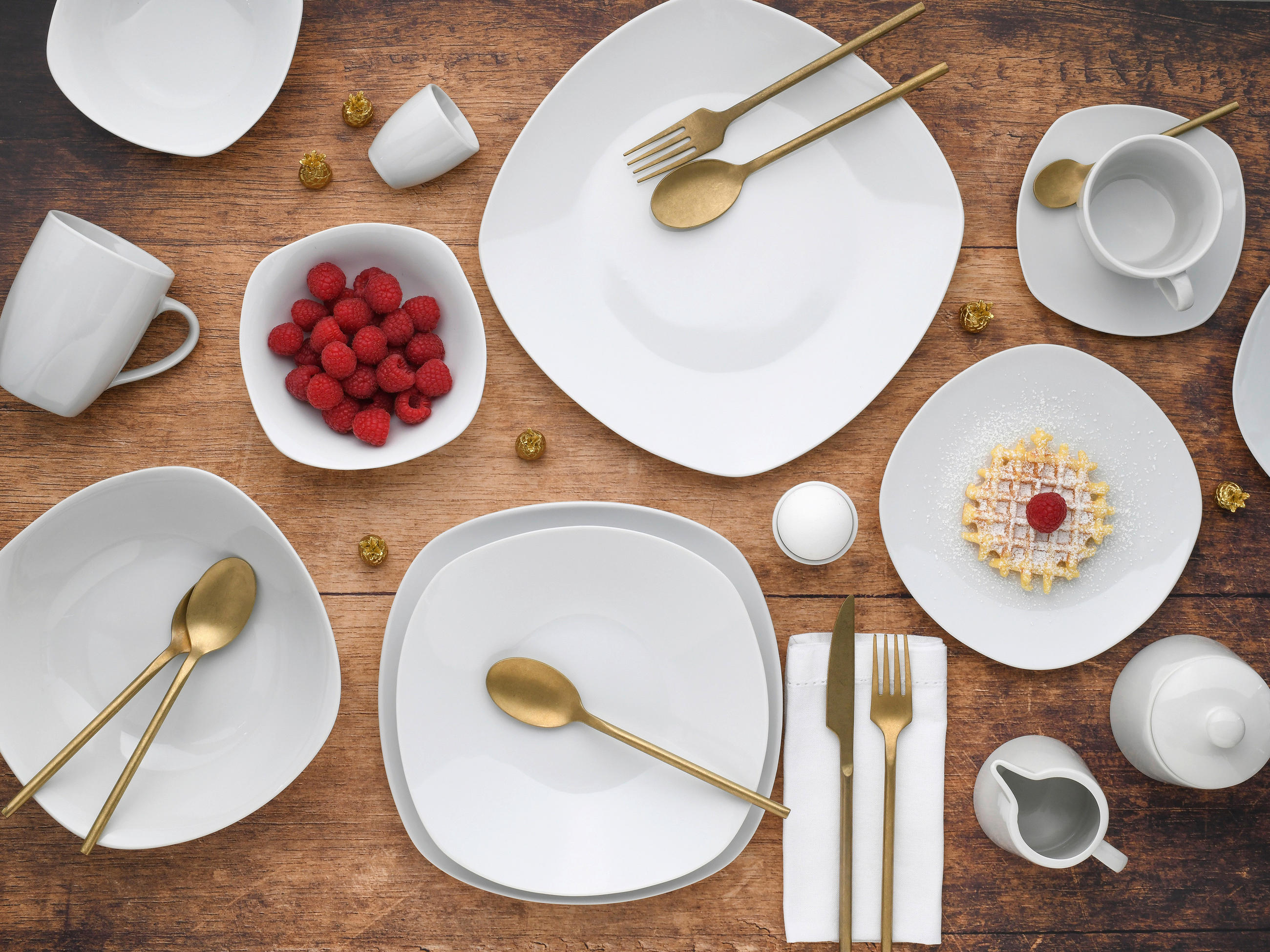 KOMPLETT SERVIS Square 62 delar  - vit, Trend, keramik - Creatable