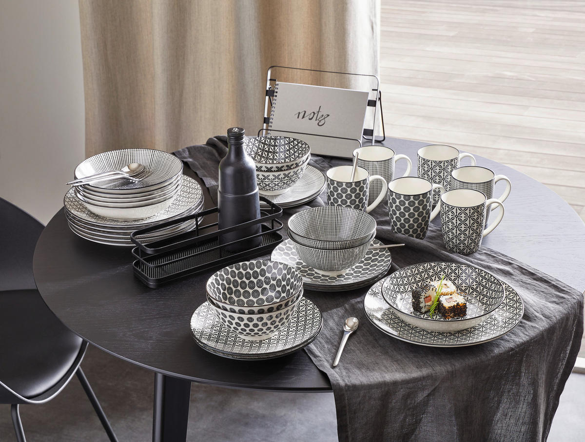 KOMBINOVANÝ SERVIS, 30-dielne, porcelán - čierna/biela, Lifestyle, keramika - Ritzenhoff Breker