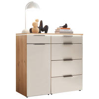 KOMMODE , 100/91,2/43 cm, 5 Schublade(n)  - Schieferfarben/Eiche Bianco, Basics, Glas/Holzwerkstoff (100/91,2/43cm) - Dieter Knoll