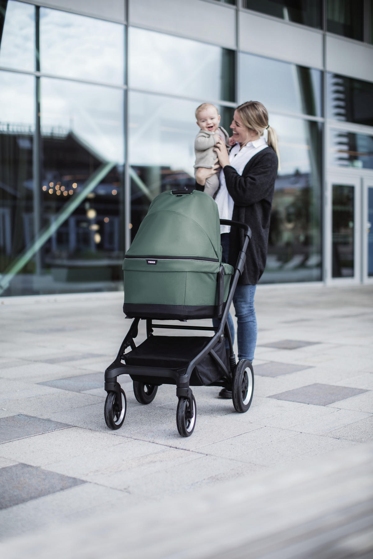 KINDERWAGENSET  Sleek  Mallard Green  - Schwarz/Grün, Trend, Textil/Metall (61/85/109cm) - Thule