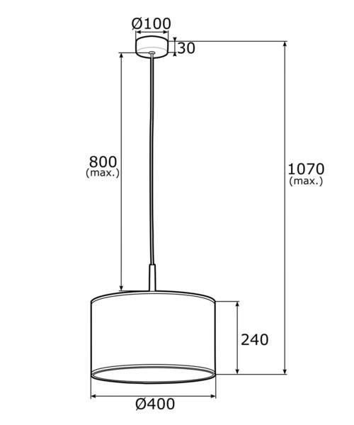 HÄNGELEUCHTE 107/40/40 cm  - Weiß, Basics, Textil/Metall (107/40/40cm)