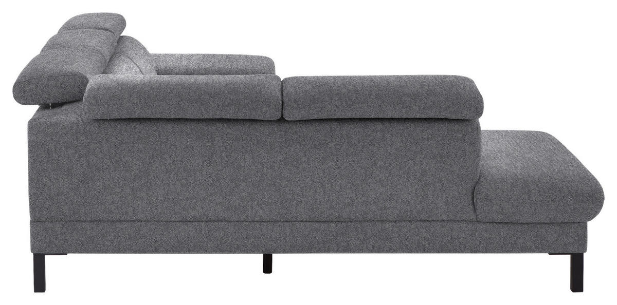 ECKSOFA in Flachgewebe Grau  217/272 cm  - Schwarz/Grau, Design, Holzwerkstoff/Textil (217/272cm) - Pure Home Comfort