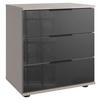 NACHTSCHRANK 52/58/38 cm  - Schwarz/Grau, KONVENTIONELL, Glas/Holzwerkstoff (52/58/38cm) - Boxxx