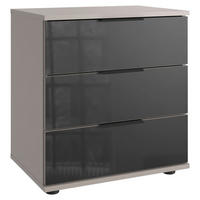 NACHTKÄSTCHEN 52/58/38 cm  in Grau, Schwarz  - Schwarz/Grau, KONVENTIONELL, Glas/Holzwerkstoff (52/58/38cm) - Modante