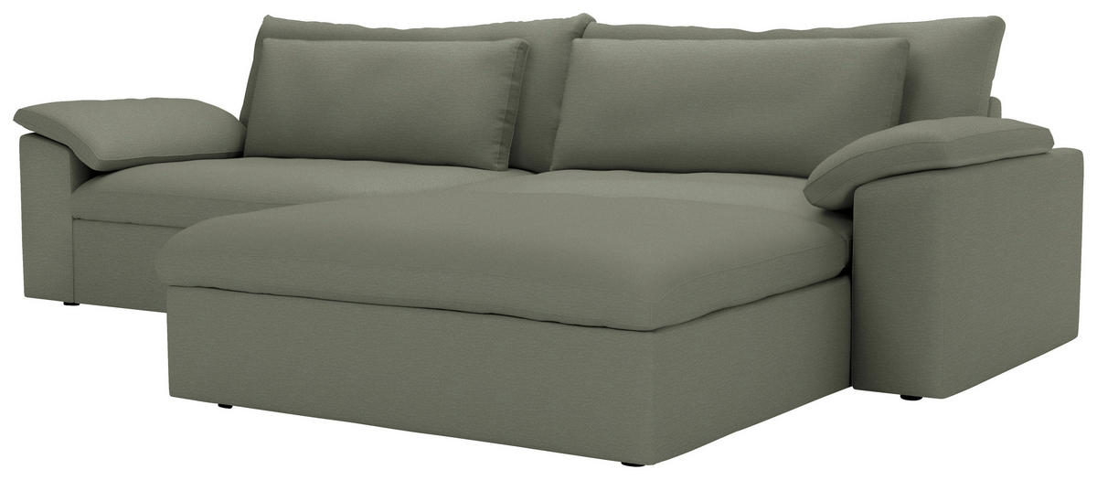 ECKSOFA  Chenille Graugrün  - Schwarz/Graugrün, Modern, Kunststoff/Textil (306/198cm) - Carryhome