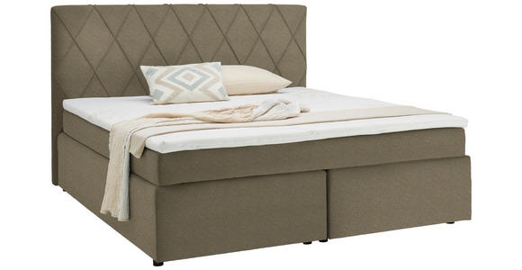 BOXSPRINGBETT 180/200 cm  in Hellbraun  - Hellbraun/Schwarz, Design, Kunststoff/Textil (180/200cm) - Xora