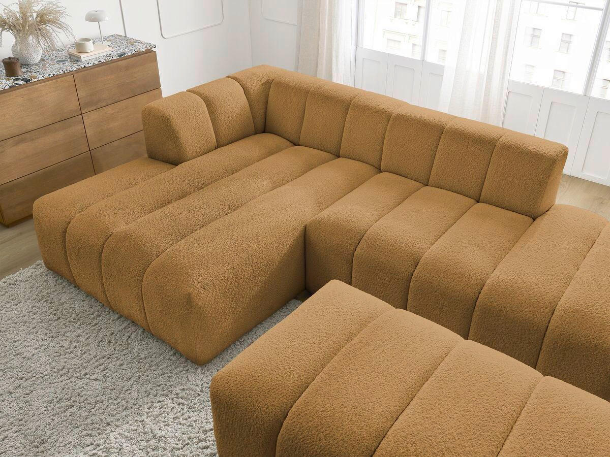 ECKSOFA Ottomane links  ANNECY Gelb Bouclé  - Gelb/Schwarz, MODERN, Kunststoff/Textil (170/262cm)