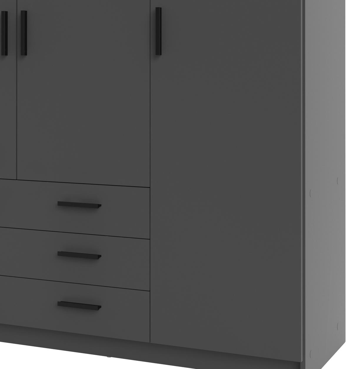 KLEIDERSCHRANK in Grau  - Dunkelgrau/Schwarz, Basics, Holzwerkstoff/Metall (195,5/200,4/49,6cm) - MID.YOU