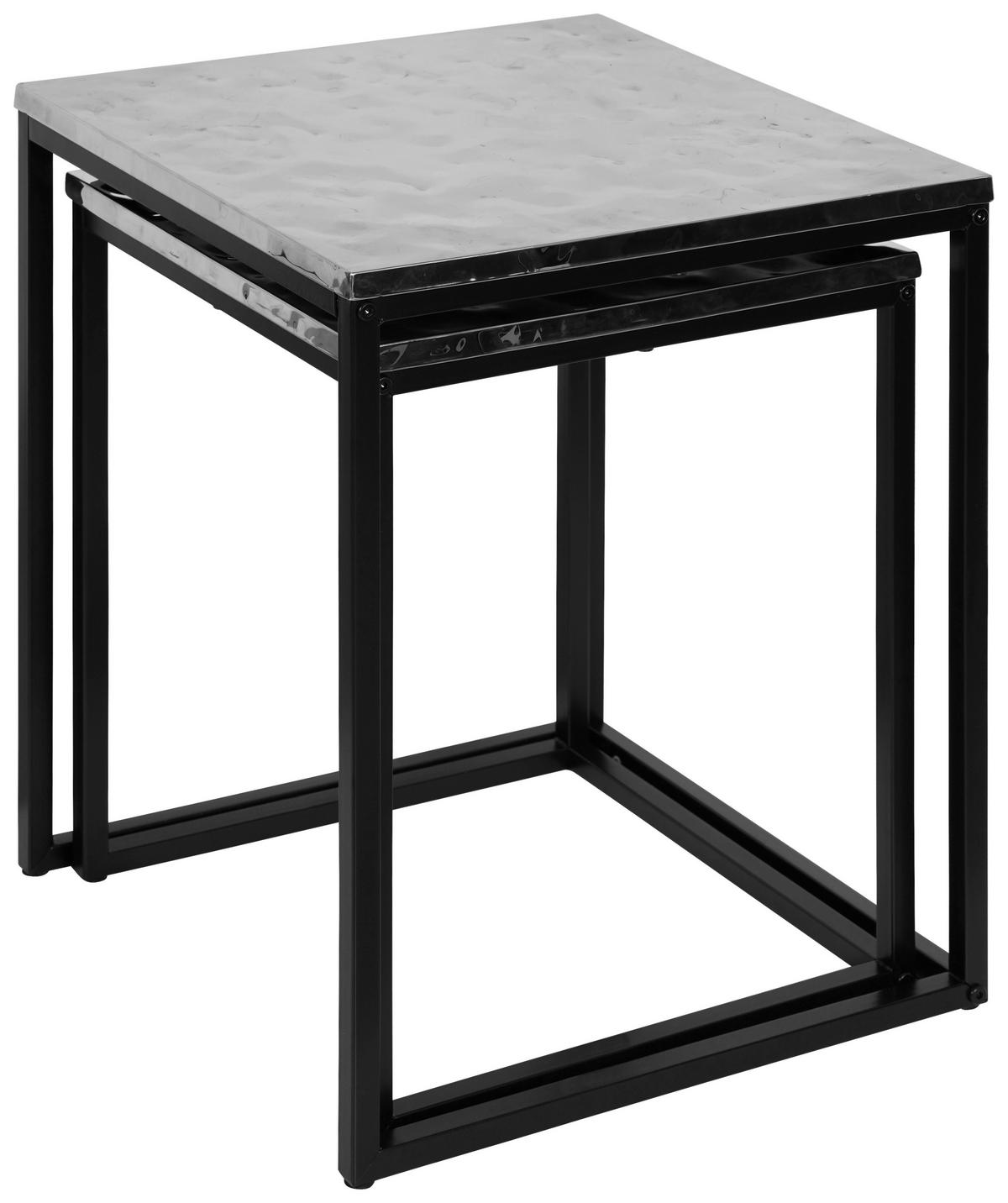 BEISTELLTISCHSET quadratisch Schwarz, Edelstahlfarben  - Edelstahlfarben/Schwarz, LIFESTYLE, Holzwerkstoff/Metall (35-40/35-40/45,5-50,5cm) - Xora