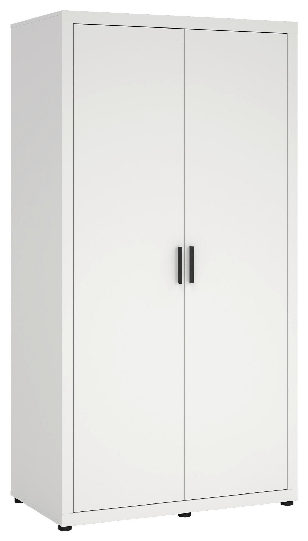 DREHTÜRENSCHRANK 105,1/200,9/59,8 cm,  in Weiß, 2-türig  - Schwarz/Weiß, MODERN, Holzwerkstoff/Metall (105,1/200,9/59,8cm) - MID.YOU